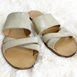 J.Crew Bali Metallic Leather Strappy Slide